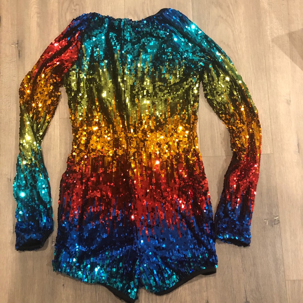Rainbow sequence dance costume